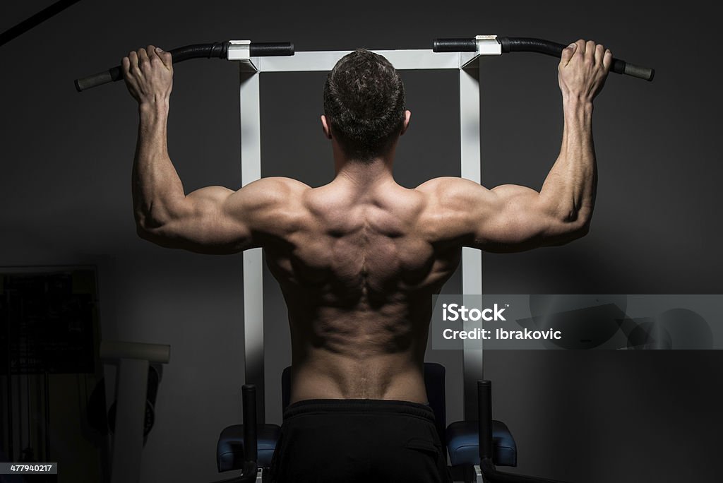 young male bodybuilder doing heavy weight exercise young male body builder doing heavy weight exercise for back Active Lifestyle Stock Photo