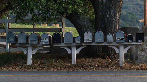 istock Stock Photo: Row of Mailboxes on a Country Road 477940350
