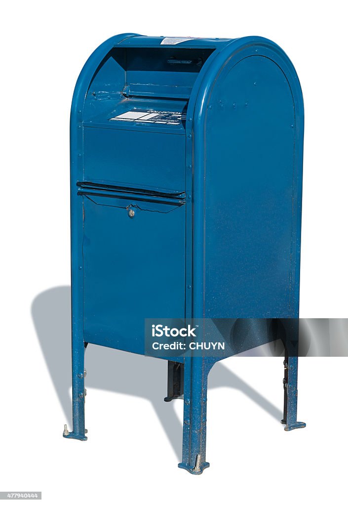 Blue mailbox Blue mailbox isolated on white background Mailbox Stock Photo