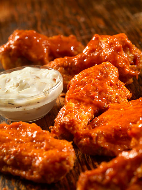 Buffalo Hot Chicken Wings Buffalo Hot Chicken Wings -Photographed on Hasselblad H3D2-39mb Camera ranch dressing stock pictures, royalty-free photos & images