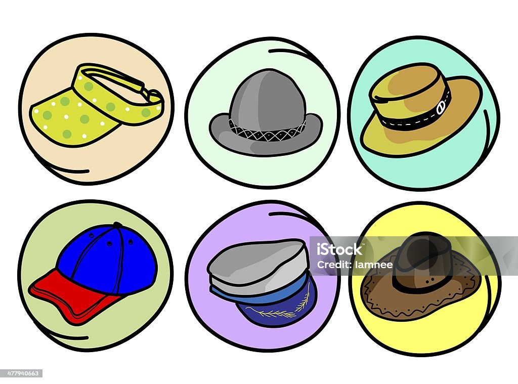 一連の帽子とキャップラウンド背景 - イラストレーションのロイヤリティフリーストックイラストレーション