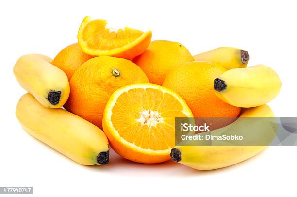 Fresh Orange And Banana Stock Photo - Download Image Now - Bright, Circle, Citrus Fruit
