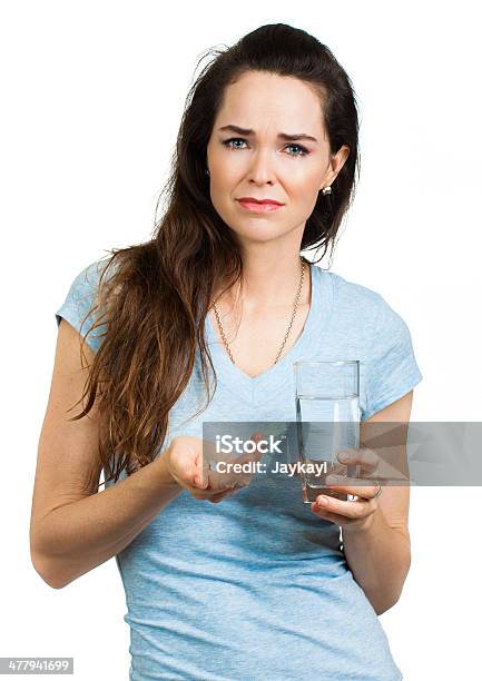 Woman About To Take Pills Stock Photo - Download Image Now - Birth Control Pill, Drinking, One Woman Only