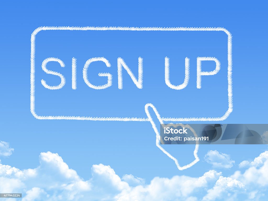 sign up message cloud shape 2015 Stock Photo