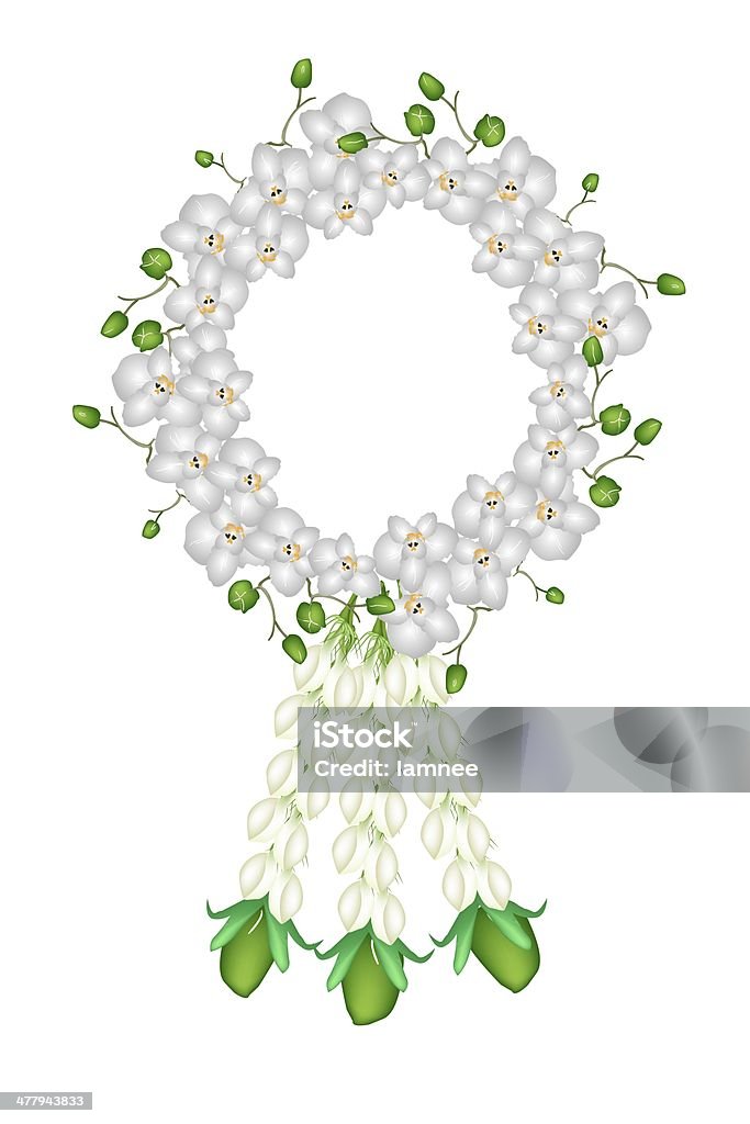 Frescos, branco cores da lua orquídeas e Garland - Ilustração de Amor royalty-free