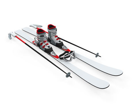 Ski Equipment isolated on white background. 3D render