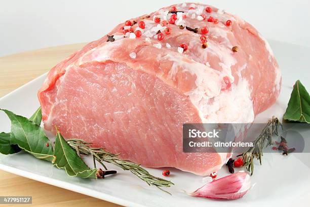Carne De Porco Crua - Fotografias de stock e mais imagens de Alecrim - Alecrim, Alho, Bife