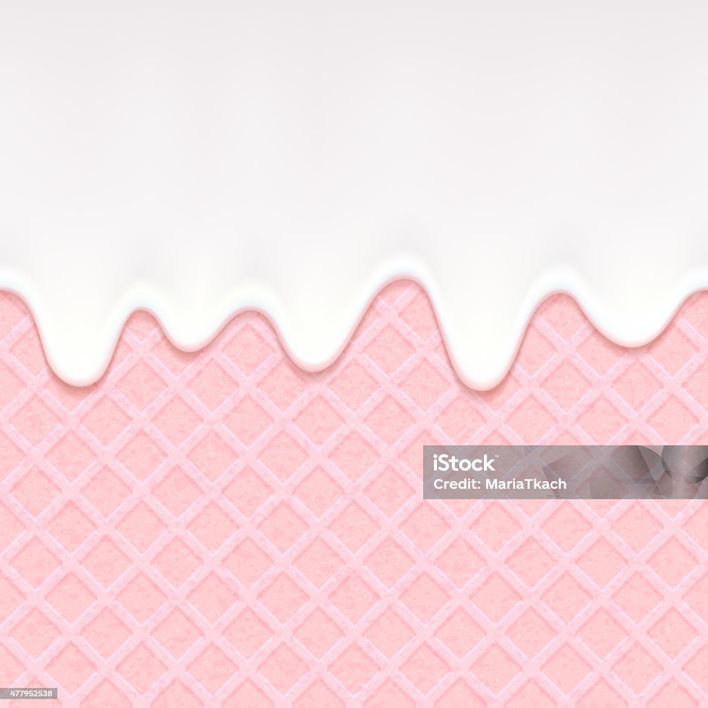 Pink wafer and flowing cream - vector background Pink wafer and flowing white chocolate, cream or yogurt - vector background. Sweet texture. Soft icing. Cake stock vector