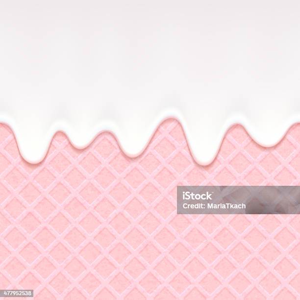 Pink Wafer And Flowing Cream Vector Background Stock Illustration - Download Image Now - Cake, Icing, Pattern