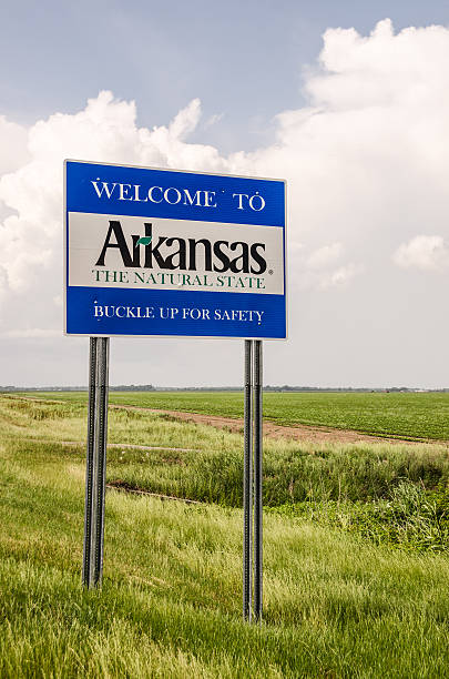 Arkansas Welcome Sign stock photo
