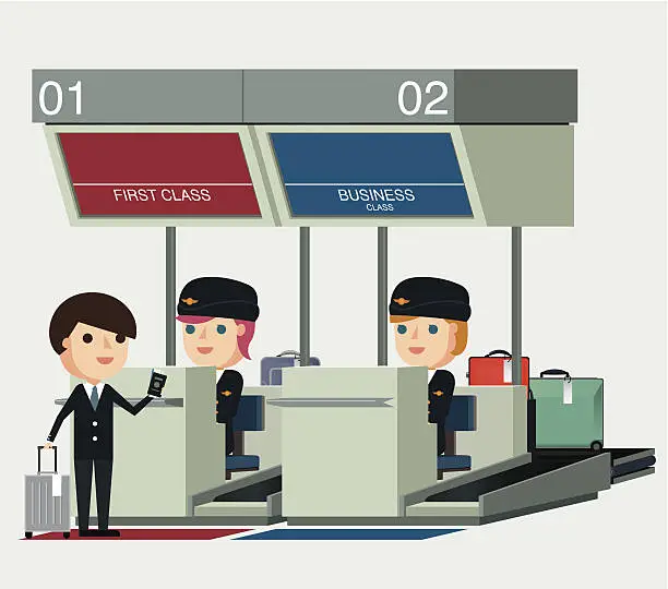 Vector illustration of Airport Check-In - Illustration