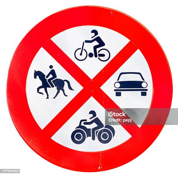 Ilustración de Prohibido A Entrar En Coches Bicicletas Caballos Y Quads y más Vectores Libres de Derechos de Moto todo terreno