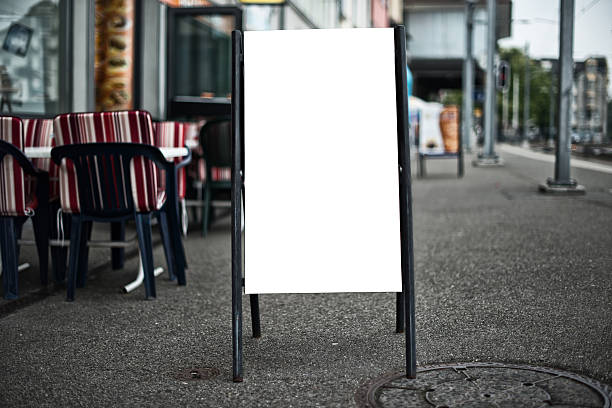 istock blank message sign in front of restaurant 477955439