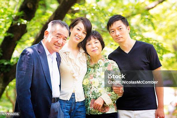 Mature Japanese Family Portrait In Yoyogi Park Tokyo Stock Photo - Download Image Now