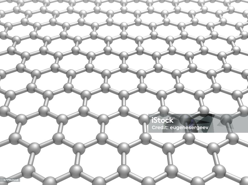 Graphene layer structure schematic model. 3d illustration isolated on white Graphene Stock Photo