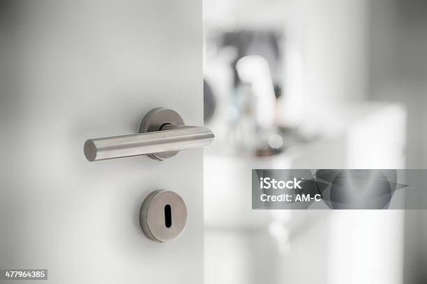 Door Latch At The Bathroom Stock Photo - Download Image Now - Doorknob, Bathroom, Domestic Bathroom