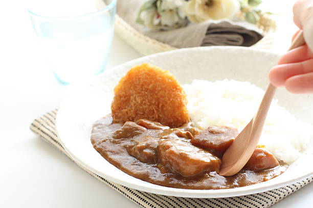 istock Japanese food, pork curry and croquette 477964845