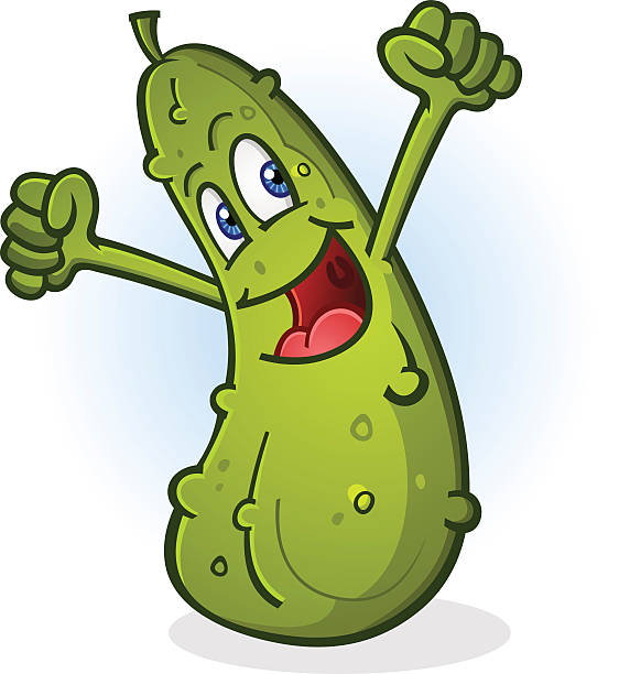pickle cartoon charakter jubeln - pickled stock-grafiken, -clipart, -cartoons und -symbole