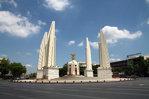 Bangkok, Thailand - May 30, 2015: Demoncracy Monument place on Rajadamnern Road , built on 24 June 1939 to shown that Thai change their role into Democracy.