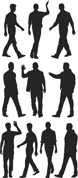 Multiple silhouettes of men walking and waving hands Multiple silhouettes of men walking and waving handshttp://www.twodozendesign.info/i/1.png silhouette of a thanksgiving greetings stock illustrations