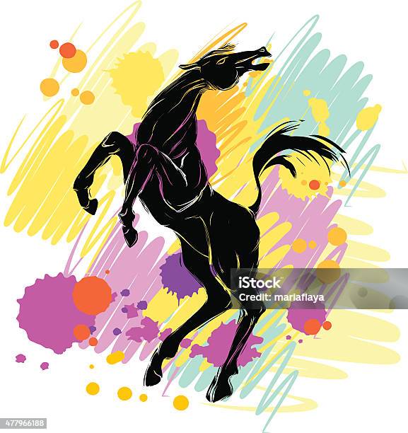 Background With Silhouette Of Horse Stock Illustration - Download Image Now - 2015, Abstract, Agriculture