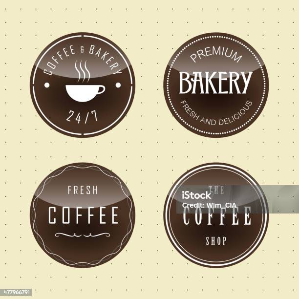 Kawa I Piekarnia Ikony Ustaw - Stockowe grafiki wektorowe i więcej obrazów Bar kawowy - Bar kawowy, Biznes, Błyszczący