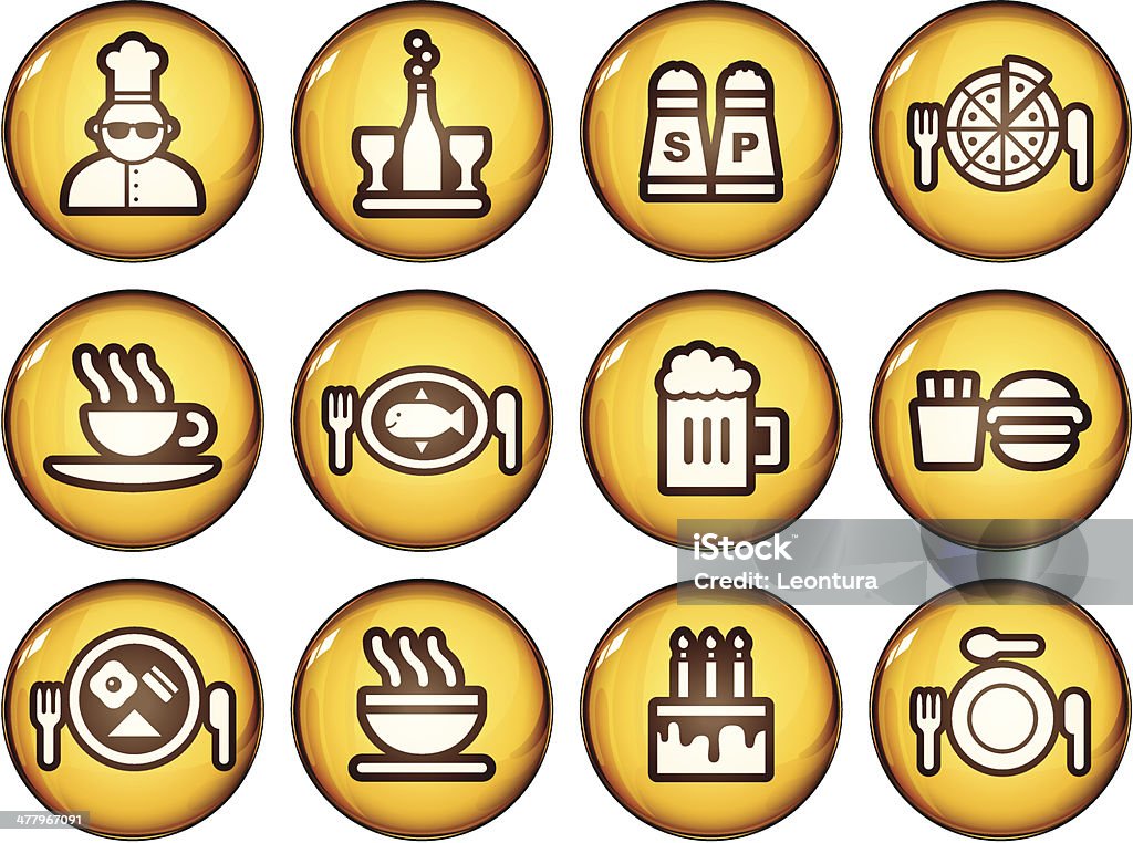 Golden icônes de nourriture et de boisson - clipart vectoriel de Alcool libre de droits