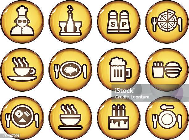 Golden Icônes De Nourriture Et De Boisson Vecteurs libres de droits et plus d'images vectorielles de Alcool - Alcool, Aliment, Assiette