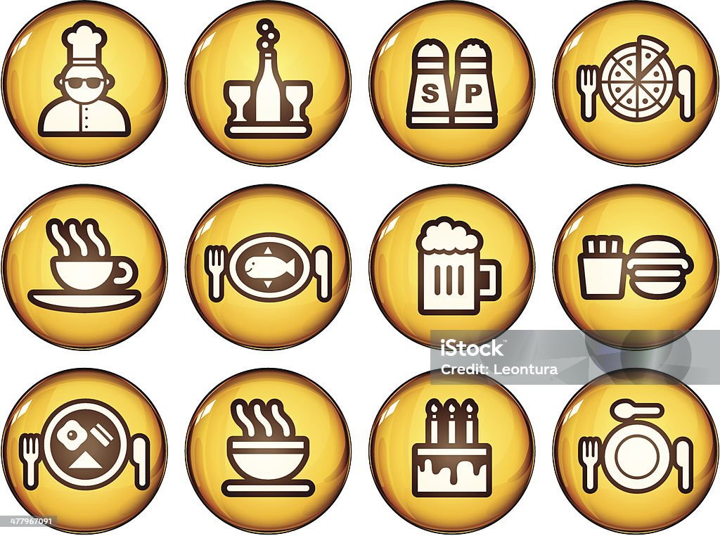 Golden Food and Drink Icons Golden shiny food and drink icons. Alcohol - Drink stock vector