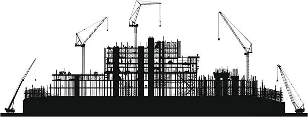 Vector illustration of Scaffolding (Each Crane is Moveable and Complete)