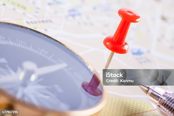 Travel Series Stock Photo - Download Image Now - Map, Navigational Compass, Straight Pin