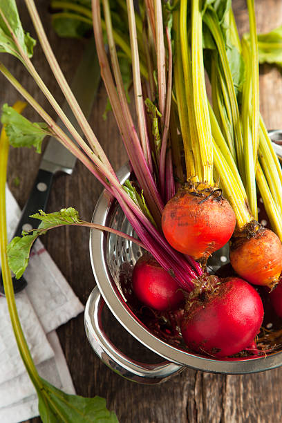 istock Organic red and yellow beetroots. Selective focus 477967801