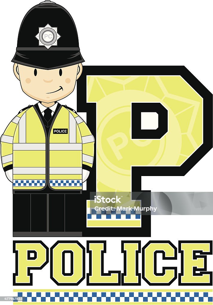 Linda British Policeman letra P - arte vectorial de Adulto libre de derechos