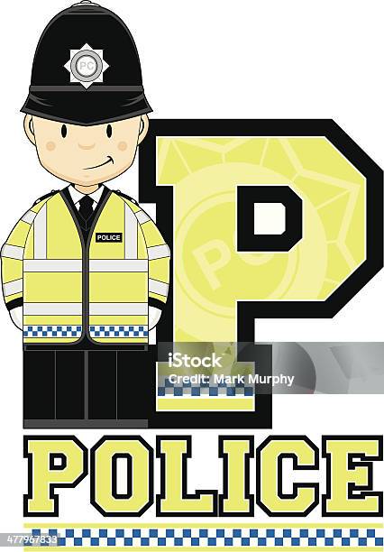 かわいい英国 Policeman レター P - アルファベットのベクターアート素材や画像を多数ご用意 - アルファベット, アルファベットのP, イラストレーション