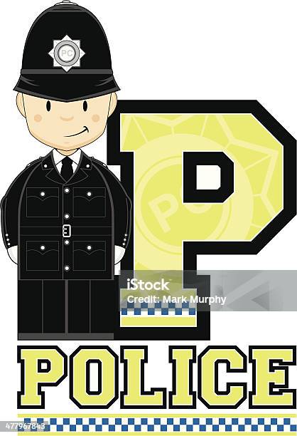 Милый Британская Policeman Буква P — стоковая векторная графика и другие изображения на тему Алфавит - Алфавит, Буква P, Векторная графика