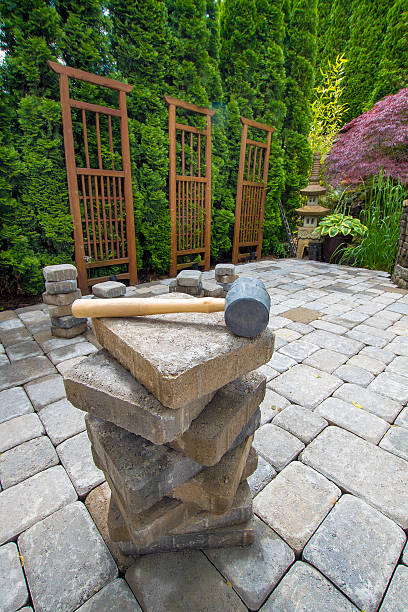 istock Stack of Pavers on Backyard Garden Patio 477970963