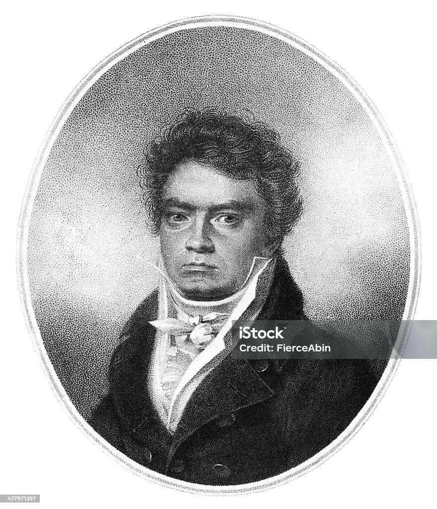 Ludwig van Beethoven-antyczne grawerowane Portret - Zbiór ilustracji royalty-free (Ludwig van Beethoven)