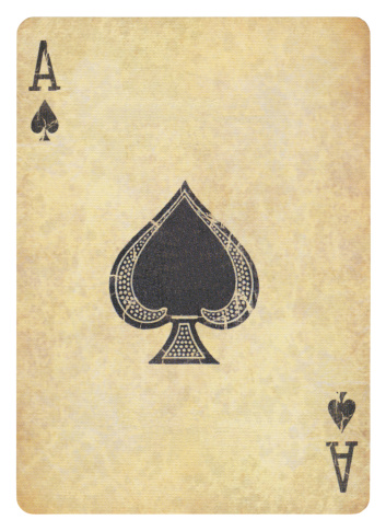 Vintage Ace Of Spades Isolated (clipping path included)