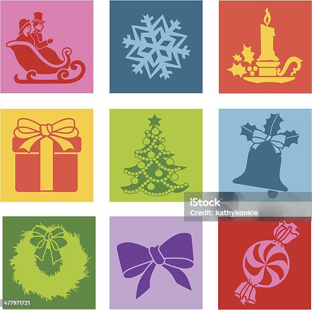 Noël Pop Art Icônes De Style Vecteurs libres de droits et plus d'images vectorielles de Abstrait - Abstrait, Arbre, Bonbon à la menthe rouge et blanc