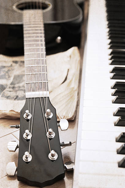 istock artwork  in vintage style, guitar and piano 477971869
