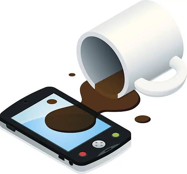 Vector illustration of Coffee Spill on Smartphone