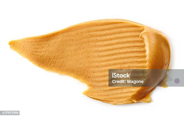 Peanut Butter Spread Isolated On White Stock Photo - Download Image Now - Peanut Butter, Spread - Food, Butter
