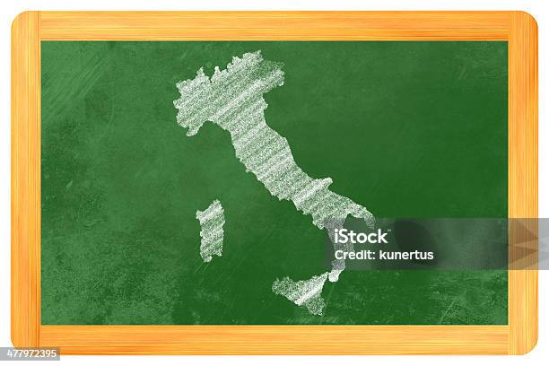 Italy Drtawn On A Black Board Stock Photo - Download Image Now - Advertisement, Backgrounds, Cartography