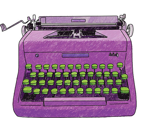 Hand Drawn Typewriter vector art illustration
