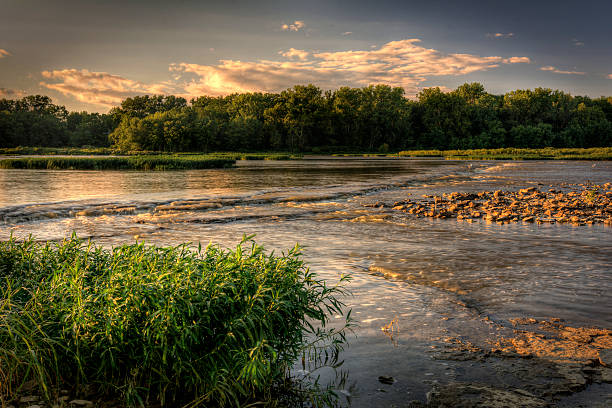 River Rapids Sunset stock photo