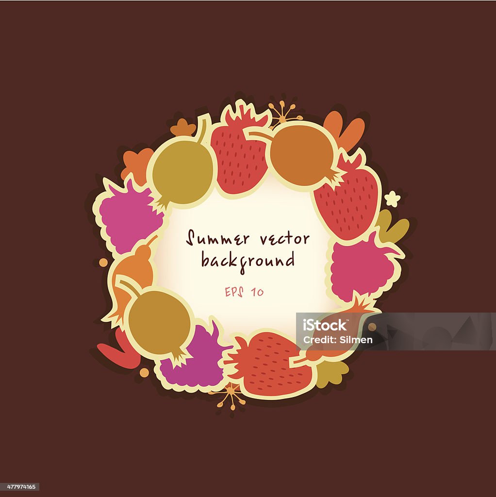 Estate banner rotondo con frutti di bosco - arte vettoriale royalty-free di Alimentazione sana