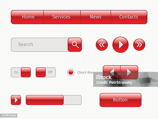 Red Ui Color Red Web Ui Elements On Gray Stock Illustration - Download Image Now ...