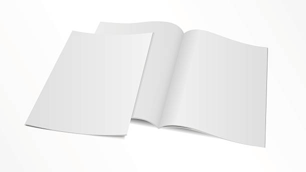 맹검액 개설됨 매거진 형판 커버 포함 - book open textbook white background stock illustrations