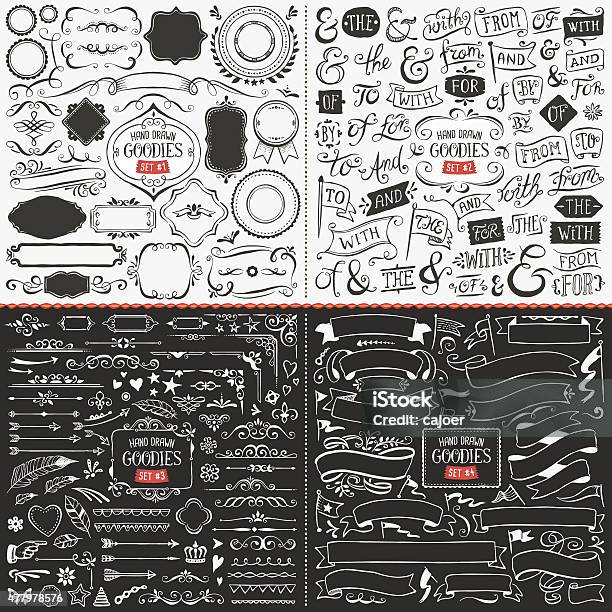 Large Collection Of Hand Drawn Vector Design Elements Stock Illustration - Download Image Now