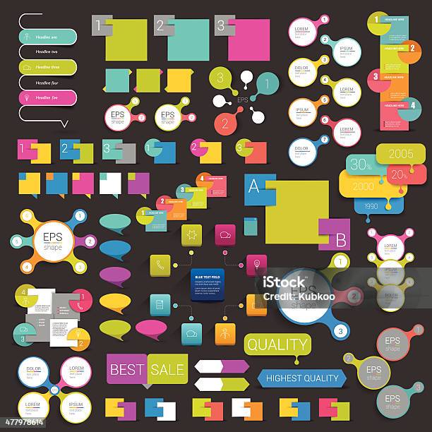 Collections Of Info Graphics Flat Design Diagrams Stock Illustration - Download Image Now - 2015, Annual Event, Big Data